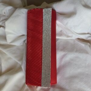 J Francis Red Clutch/Shoulder Handbag.